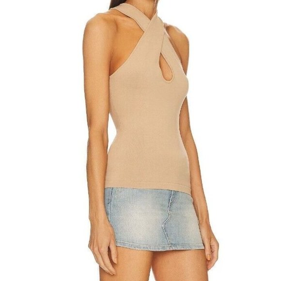 SER.O.YA Nori Knit Halter Top Brown - Picture 1 of 6